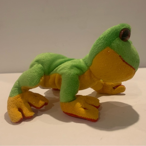 Cute Ganz Webkinz Plush Tree Frog Green Gold Red 10" HM109 Retired No code - Picture 4 of 6